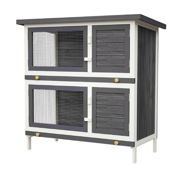 Advwin Rabbit Hutch Wooden Pet House Bunny Cage 2 Story