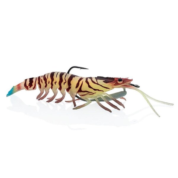 Chasebaits Flick Prawn 125mm Soft Plastic Fishing Lure #02 Tiger Prawn