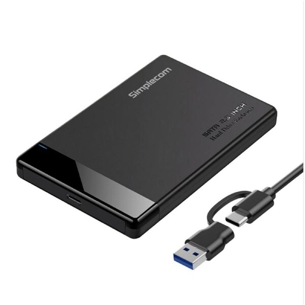Simplecom SE109 Tool-free 2.5' SATA HDD SSD to USB-C Enclosure USB 3.2 Gen 1 Compatible with 7mm and 9.5mm laptop 2.5' SATA HDD/SSD SE109
