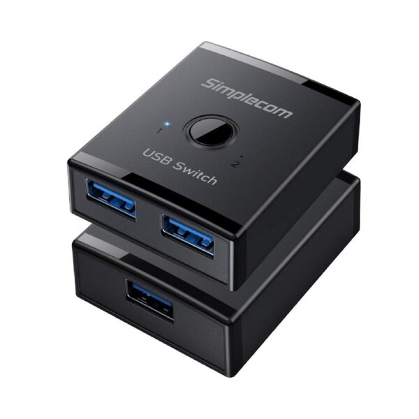 Simplecom KM125 Bi-Directional 2-Way USB 3.0 Switch 1 In 2 Out (2 In 1 Out) 5Gbps Ideal for sharing USB device between 2 computers KM125