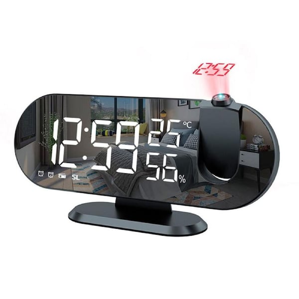LED Digital Alarm Clock Projection Clock With Time Temperature Display