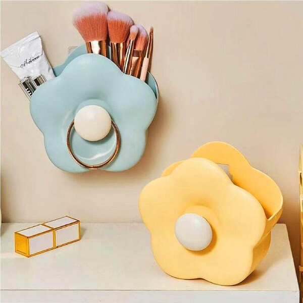 3 Pack Makeup Brush Holder Wall Mounted And Desktop Cosmetics Brushes Holder