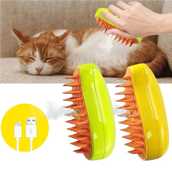 2 Pack Cat Steam Brush Steamy Dog Brush 3 in 1 Electric Spray Cat Hair Brushes