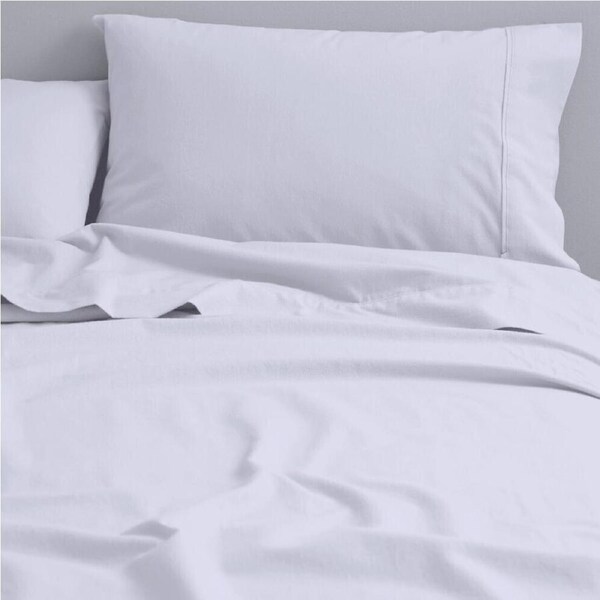 Canningvale Fitted Sheet Set Cozi Cotton Flannelette Bedding White Queen
