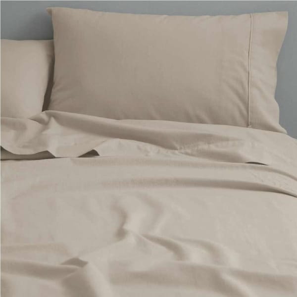 Canningvale Fitted Sheet Set Cozi Cotton Flannelette Bedding Natural King