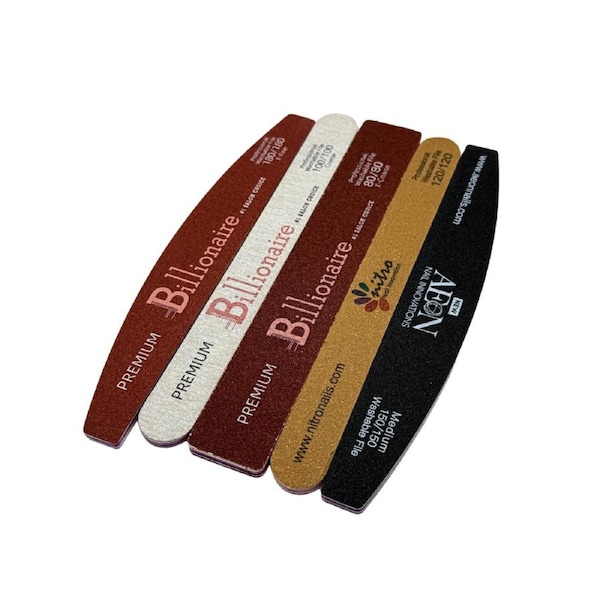 5x Nail Files Assorted Shapes & Grits – Random Mixed Pack for Manicure & Acrylic