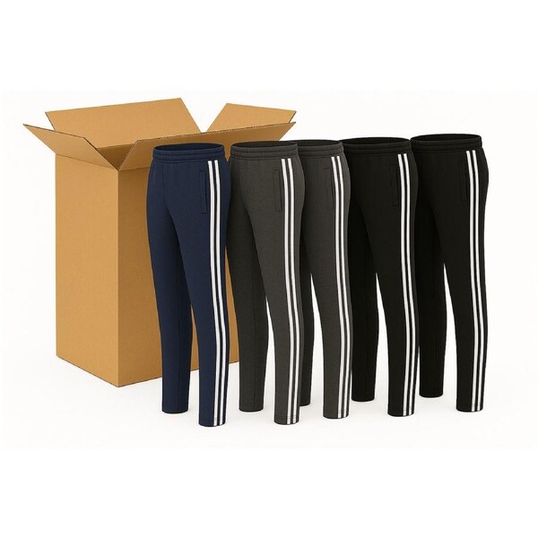 24x Pairs Mens Straight Leg Track Pants Low Pill Elastic Waist Bottoms Bulk (1 Box)