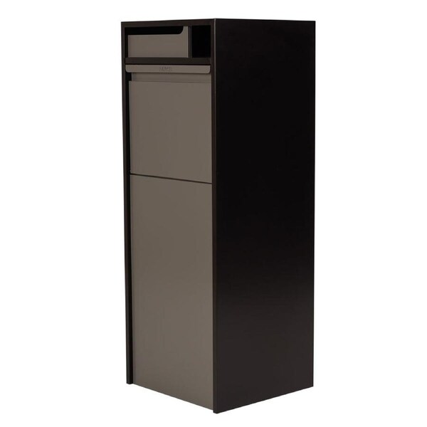 Northcote Pottery Zephyr Steel Parcel Pillar Letterbox in Black & Grey with Combination Lock