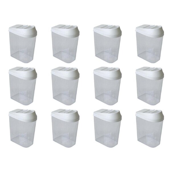 12x Homeleisure Store & Pour Plastic 250ml Container Kitchen/Pantry Clear/White