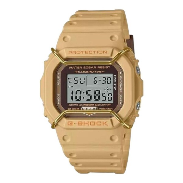 Casio G Shock DW-5600PT-5 Cream Gold Digital Watch 200M Alarm Timer