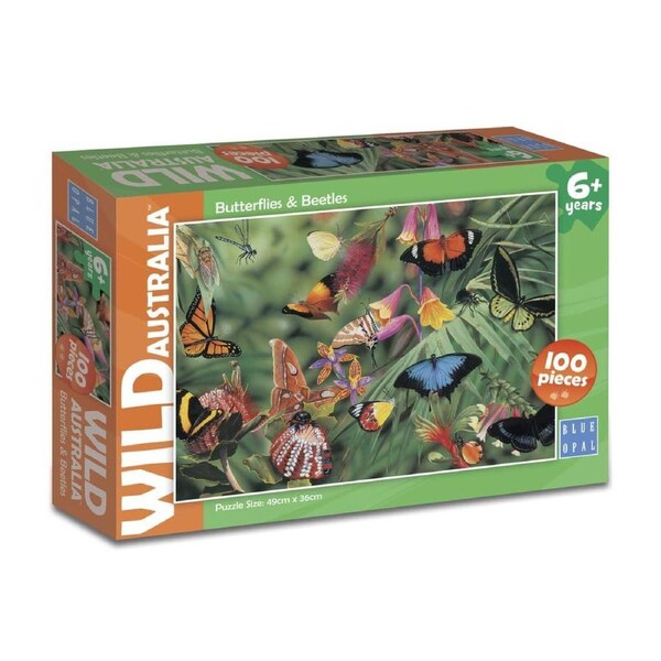 Blue Opal - Wild Australia Butterflies & Beetles Jigsaw Puzzle 100 Pieces