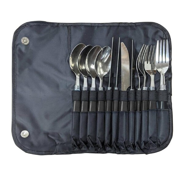 WildTrak 12 Piece Cutlery Set with Roll-Up Travel Pouch - CA1031
