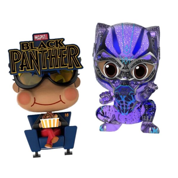 2pc Black Panther 2018 w/ Movbi Cosbaby Action Figure Statue Set