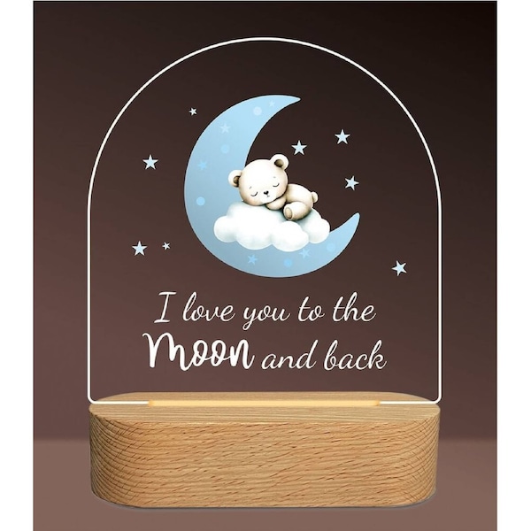Night Light LED - Moon and Back Blue