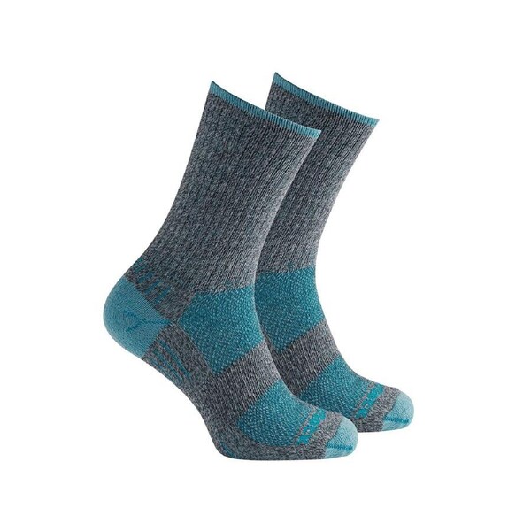 Wrightsock Silver Escape Crew Length Ash Twist/Turq Womens Outdoor Socks M