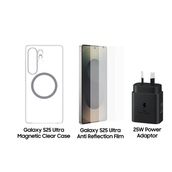 Samsung Galaxy S25 Ultra Accessory Bundle (Transparent & Black)