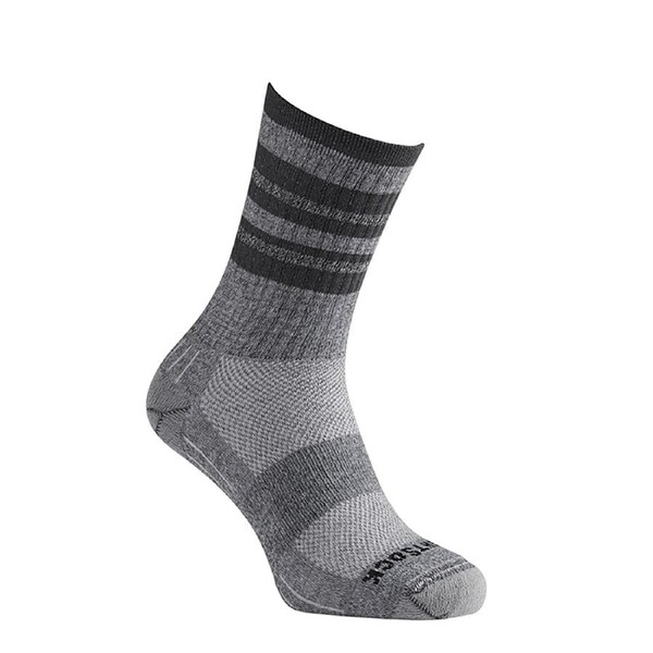 Wrightsock Escape Crew Length Ash Twist Stripes Unisex Outdoor Hiking Socks S