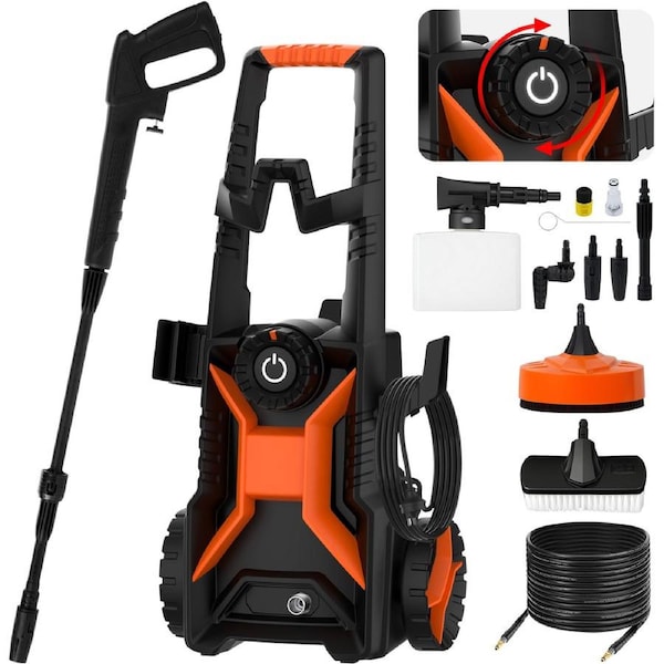 Advwin 3800PSI Pressure Washer, Adjustable Pressure Max 8L/min, 2200W with 8m Hose, Orange