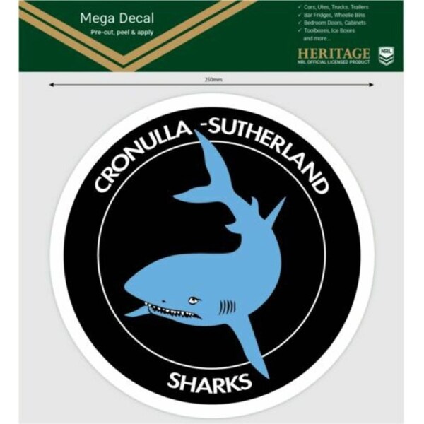 NRL Mega Heritage Decal - Cronulla Sharks - Car Sticker 250mm