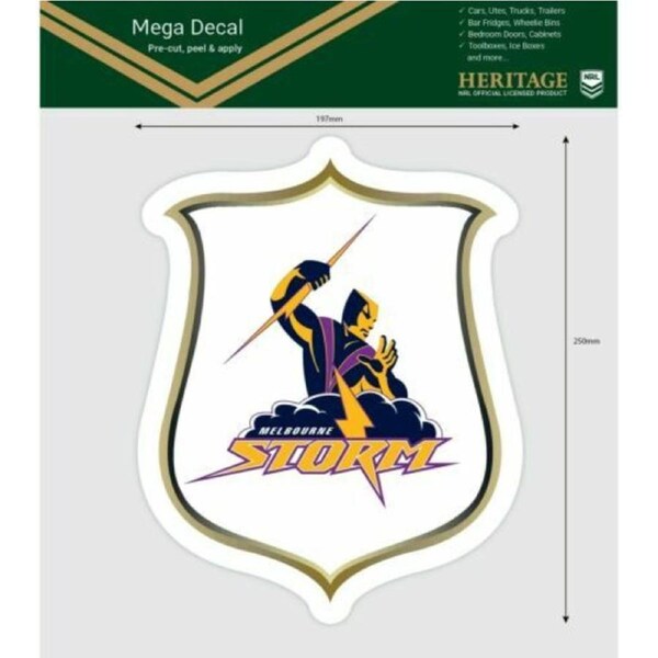 NRL Mega Heritage Decal - Melbourne Storm - Car Sticker 250mm