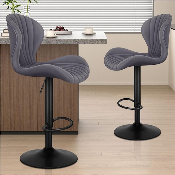 2x ALFORDSON Bar Stools Leathaire Gaslift Grey