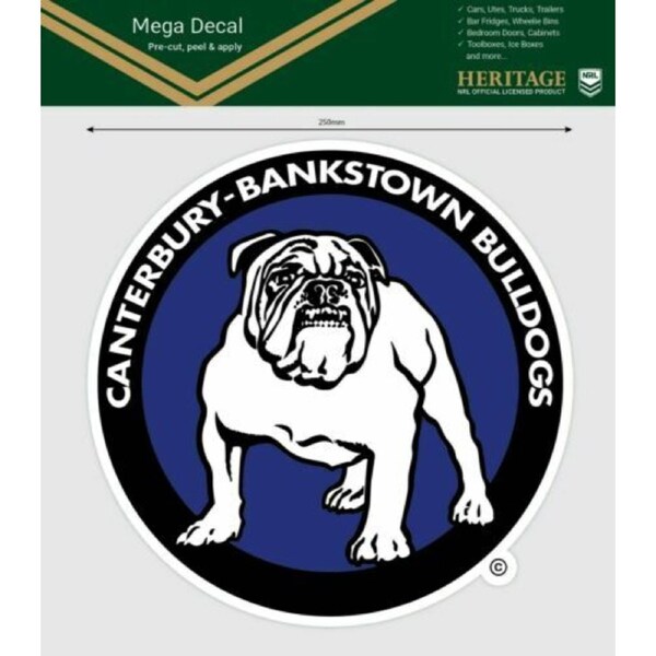 NRL Mega Heritage Decal - Canterbury Bulldogs - Car Sticker 250mm