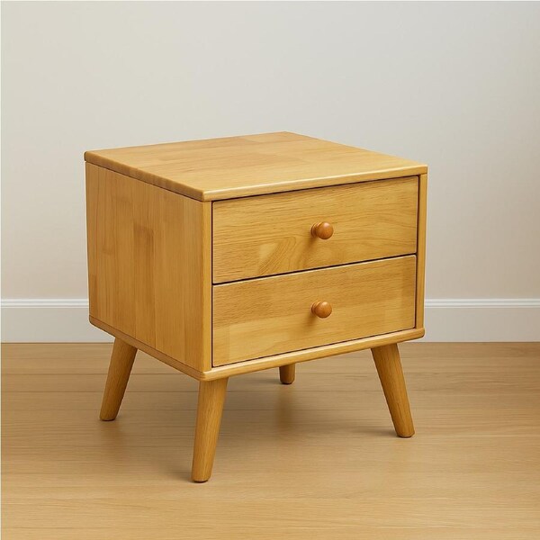 NEW Solid Timber Rubberwood Wooden Bedside Table Nightstand Side Table Natural Color #5