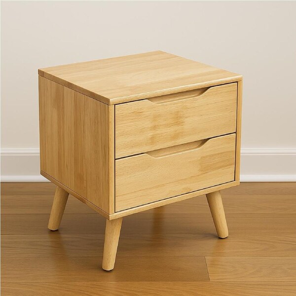 NEW Solid Timber Rubberwood Wooden Bedside Table Nightstand Side Table Natural Color #3