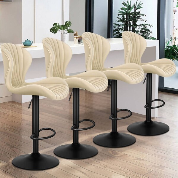 4x ALFORDSON Bar Stools Leathaire Gaslift Beige