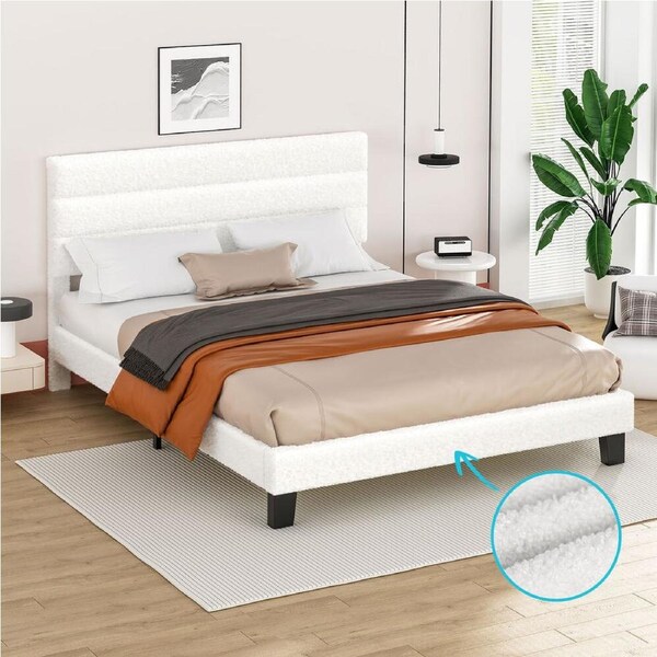 ALFORDSON Bed Frame King Size White Boucle Upholstered