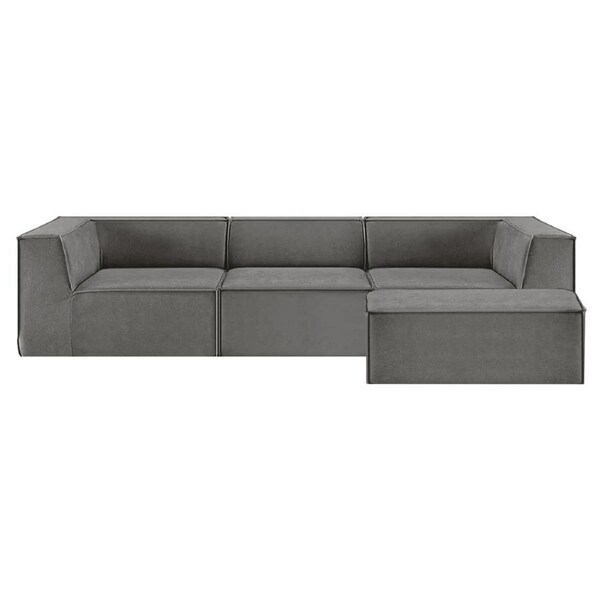 Sarantino Novi 3-Seater Modular Sofa with Ottoman in Grey Non-Slip Bottom Lounge