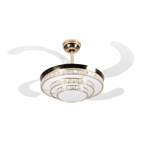 Windora Thalira 42" Spiral Crystal Chandelier DC Ceiling Fan w/ 3CCT LED Remote Control