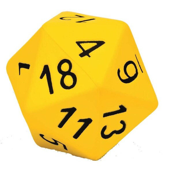11cm Twenty Sided Coated PVC Yellow Die