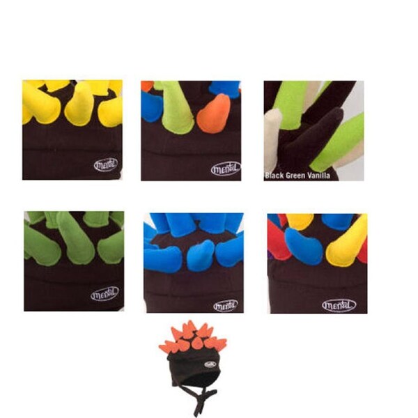 Spike Fleece Ski Hat by Mental Headgear. Youth Size. Black/Dark Pink/Light Pink/Vanilla