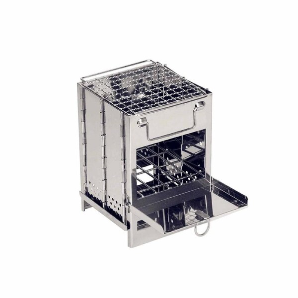 Square Wood Stove Mini Folding Grill Outdoor Camping Portable BBQ Cooking Rack