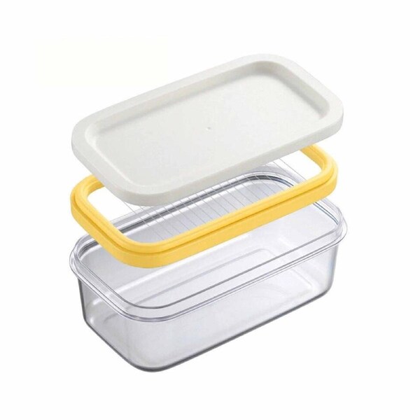 Rectangular Butter Box Storage Container Cheese Cutter Kitchen Organizer Lid