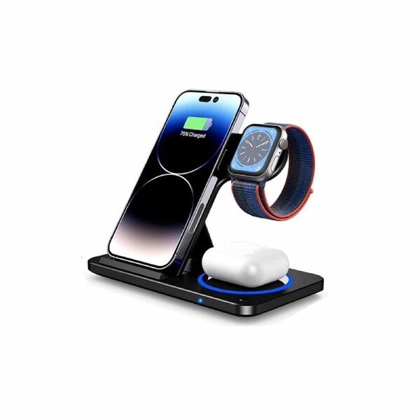 Wireless Charger 15W Fast Charging Station Pad for Apple Watch iPhone AirPods