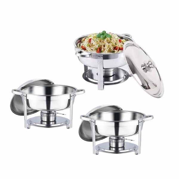 2pcs 5L Chafing Dish Set Bain Marie Buffet Servers Food Warmer Steel With Lids