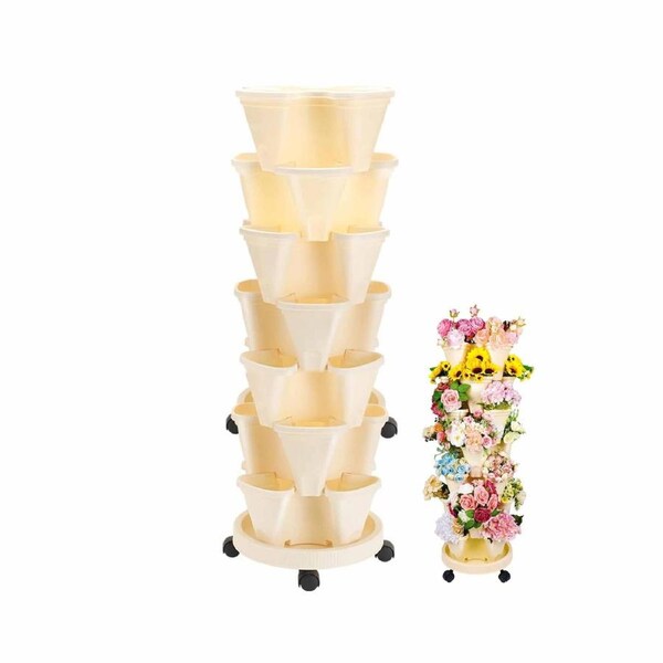 5 Tier Vertical Garden Strawberry Stackable Planters Herbs Petunias Pancy Yard