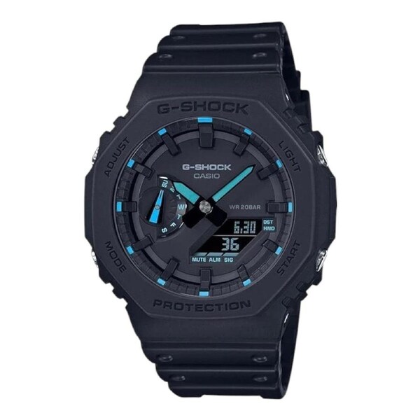 Casio G-Shock GA-2100-1A2DR Mens Black Blue Neon Analogue Digital Watch Resin