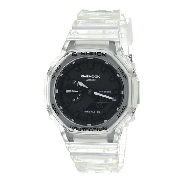 Casio G-Shock GA-2100SKE-7ADR Mens Clear Analogue Digital Watch Skeleton Resin