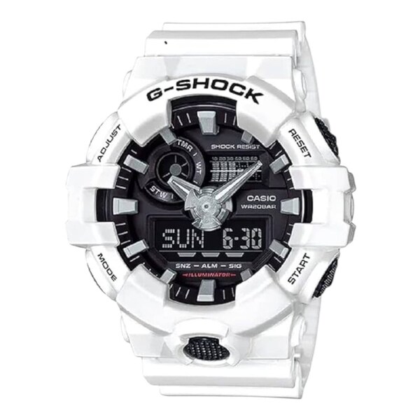 Casio G-Shock GA-700-7AD Mens White Analogue Digital Watch Black Dial Resin 200M