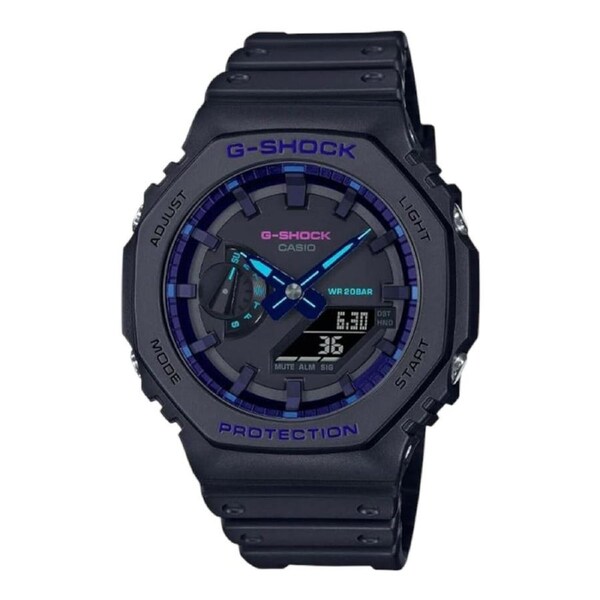 Casio G-Shock GA-2100VB-1ADR Mens Black Blue Analogue Digital Watch Resin 200M