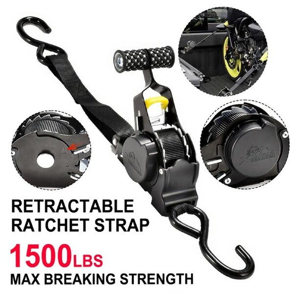 Cargo Van Car Rack Lashing Auto Retractable Ratchet Strap Tie Down Straps