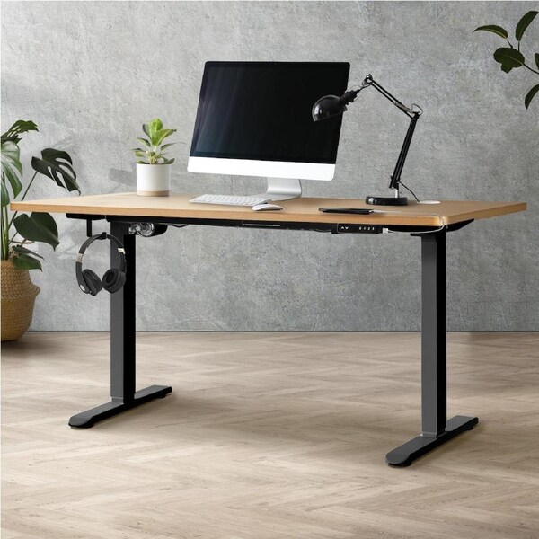 Oikiture Electric Standing Desk Single Motor 120-160CM 4 Colours Single Motor/Black+140cm/Black Top