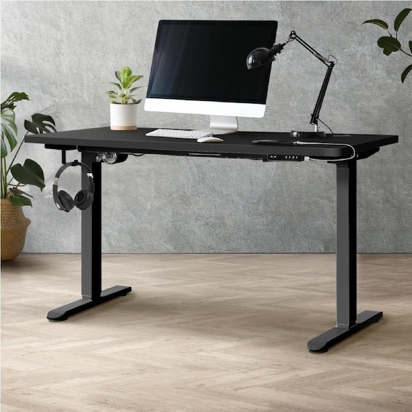 Oikiture Electric Standing Desk Single Motor 120-160CM 4 Colours Single Motor/White+140cm/OAK Top