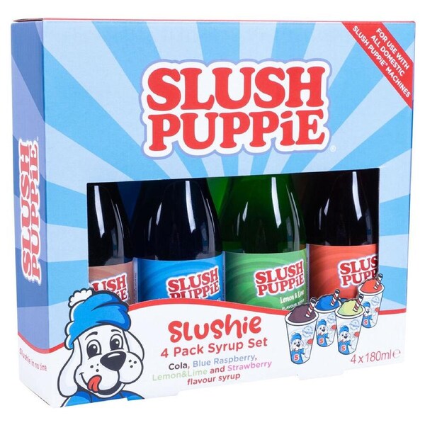 4pc Fizz Creations Slush Puppie Syrup Set Raspberry/Strawberry/Cola/Lemon & Lime