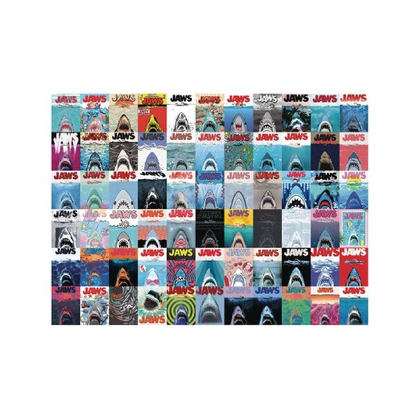 500pc Aquarius JAWS Movie Cardboard Shark Puzzle/Fun Box Set 36x48cm 14y+