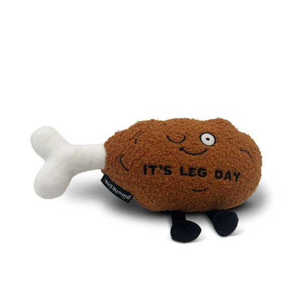Punchkins Chicken Leg It's Leg Day Novelty Fitness Plush Toy 18cm Brown 8y+