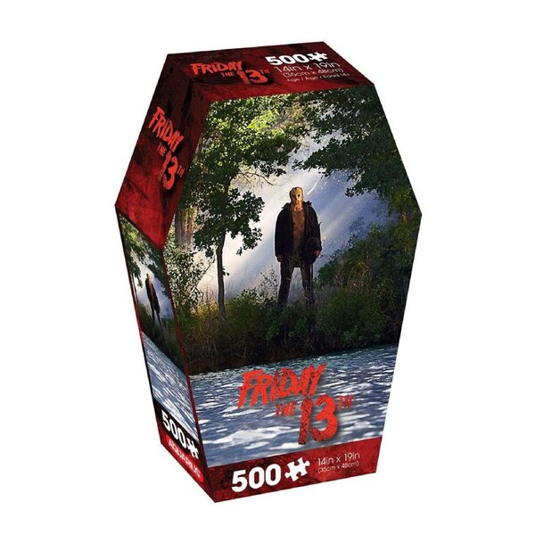 500pc Aquarius Friday The 13th Coffin Box Horror Themed Jigsaw Puzzle 14x19in
